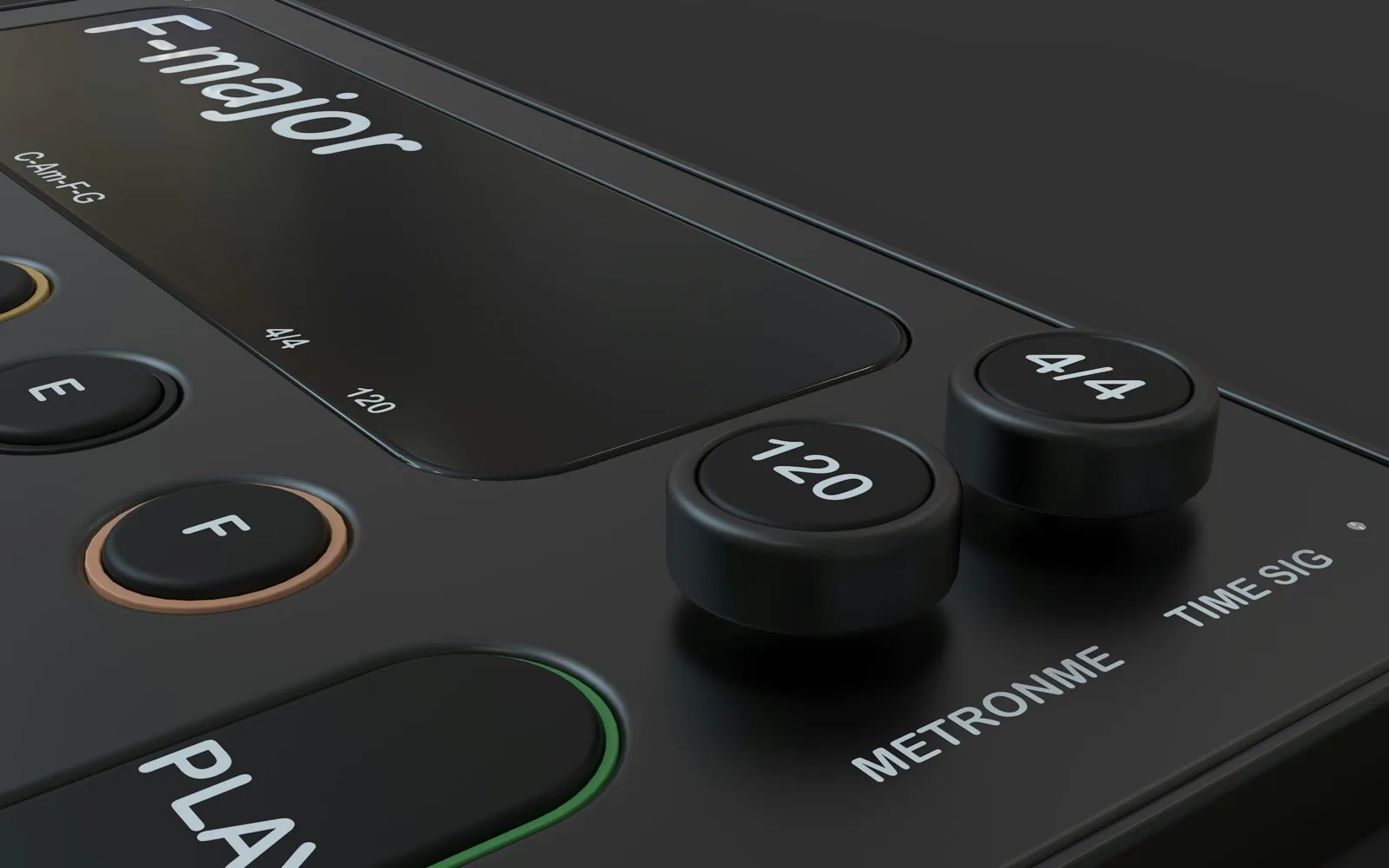 A digital metronome in close-up, its tempo readout filling the frame