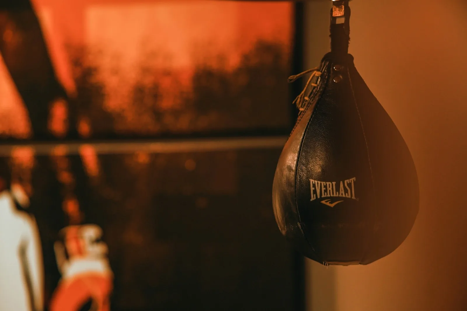 A pair of boxing gloves hanging from a hook